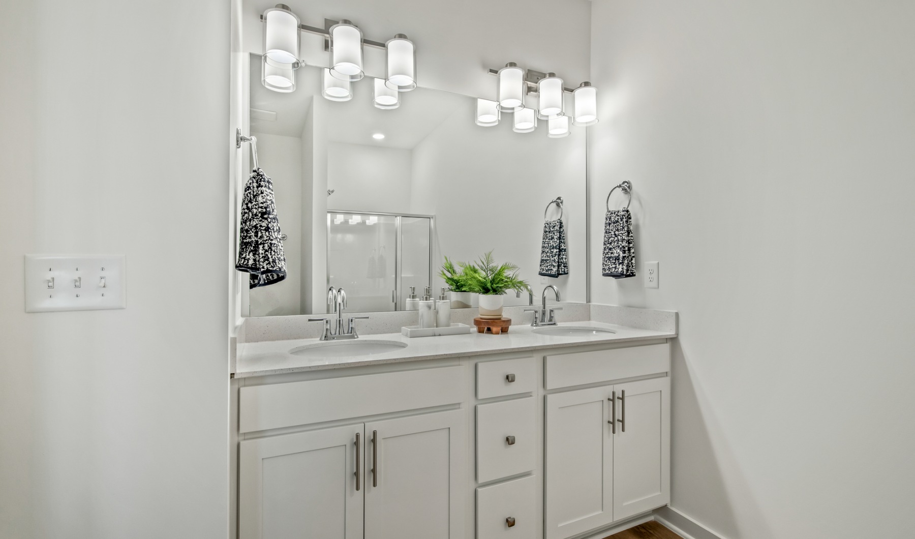 Bathroom with vanity Bathroom with double vanities in townhomes at The Harris